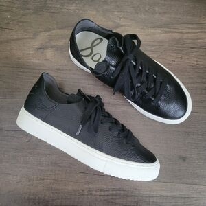 Sam Edelman Poppy Black Genuine Leather Sneaker Size 6.5